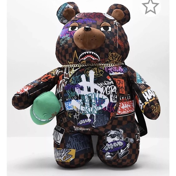 Sprayground Other - Graffiti Bear Plush with Green Cap